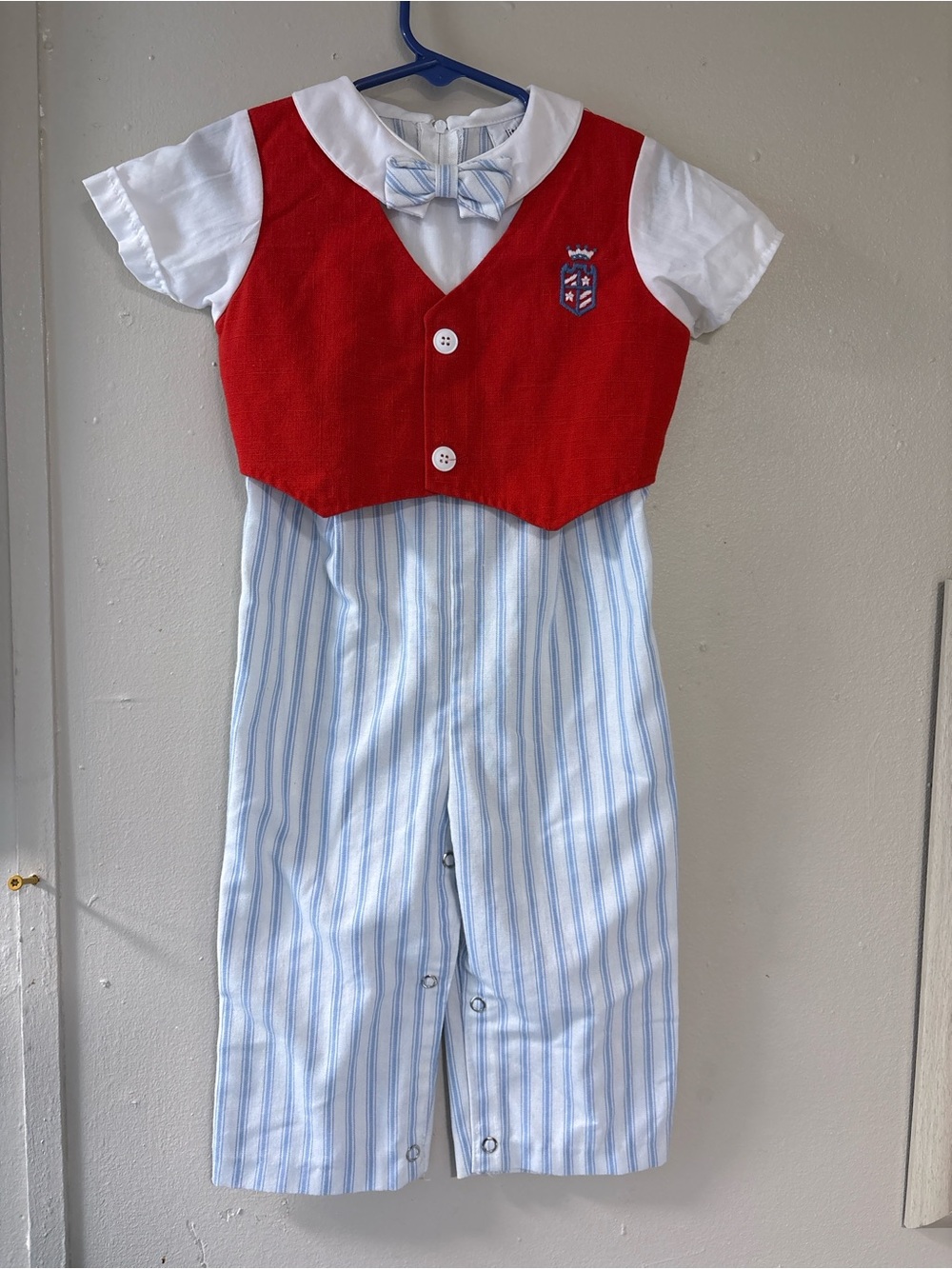 Vintage JCPenney Red Vest & Blue-Striped Boys Costume Romper